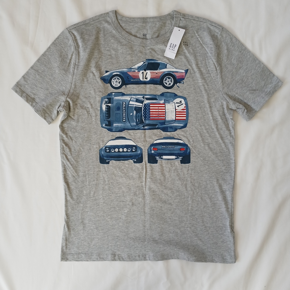 GAP Gray T-Shirt with Blue Car Design